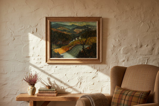 Peter Bevan (Scottish 1946-2018) - Original Oil on Board Mountain Road Landscape