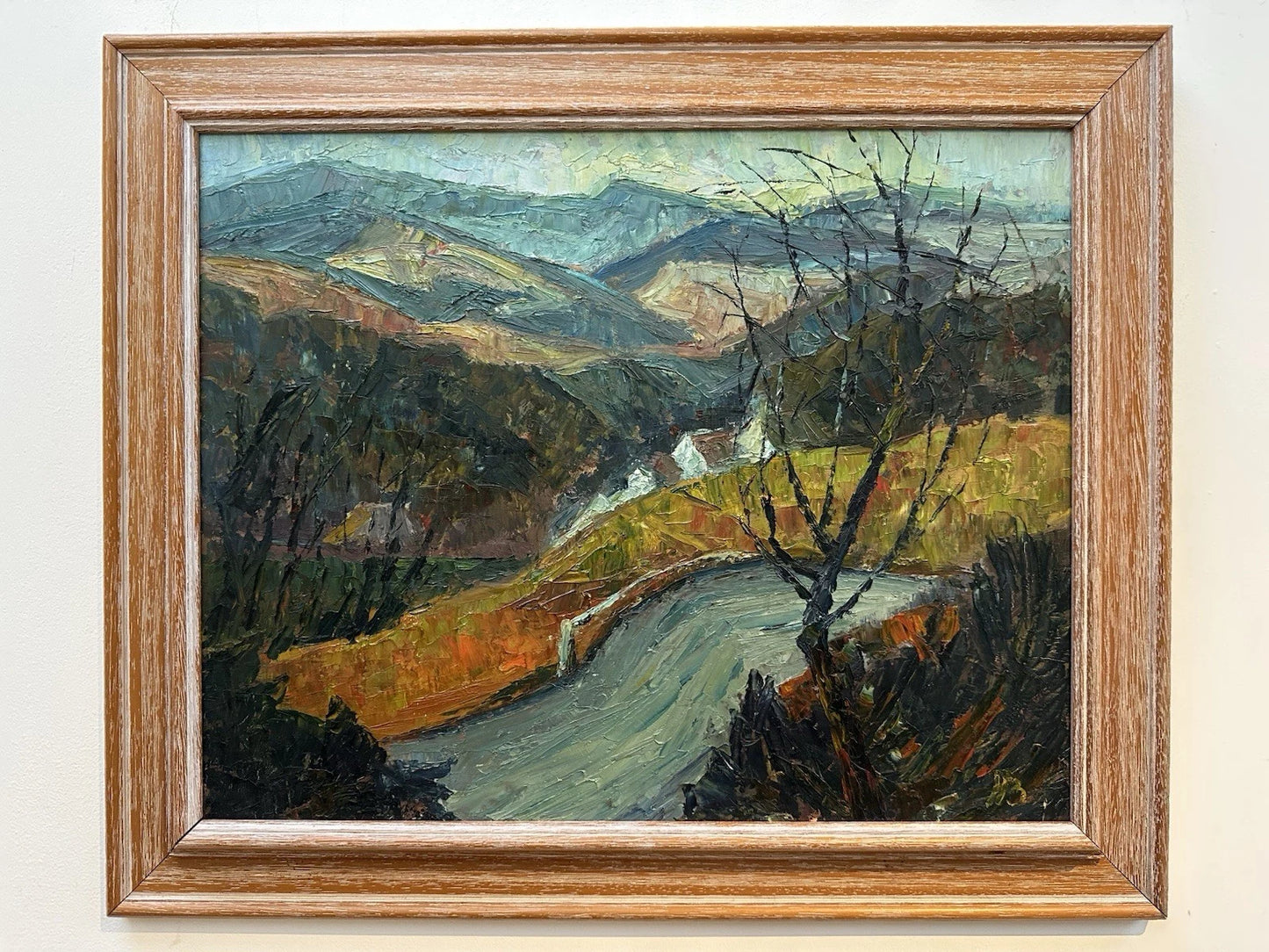 Peter Bevan (Scottish 1946-2018) - Original Oil on Board Mountain Road Landscape