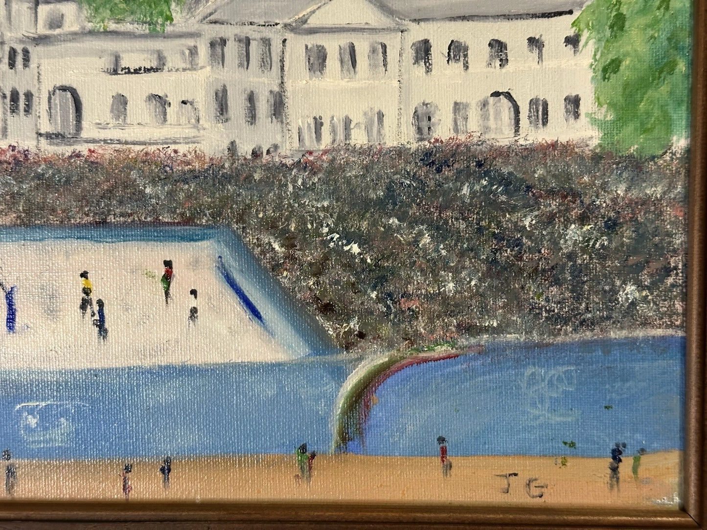 John Goodlad - London Olympics Beach Volleyball Oil Painting 40x30cm After Lowry