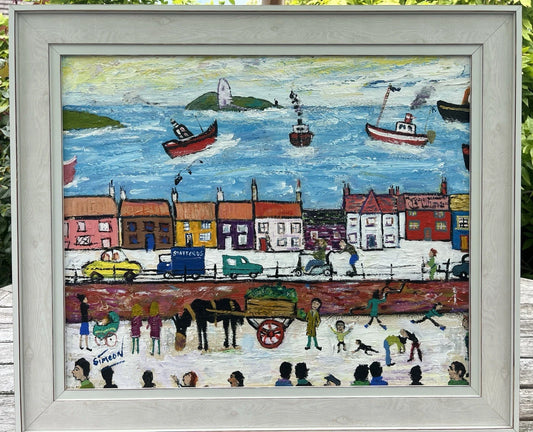 Simeon Stafford - Oil Painting - Cornish Coastal Street - Northern Art 61x50cm