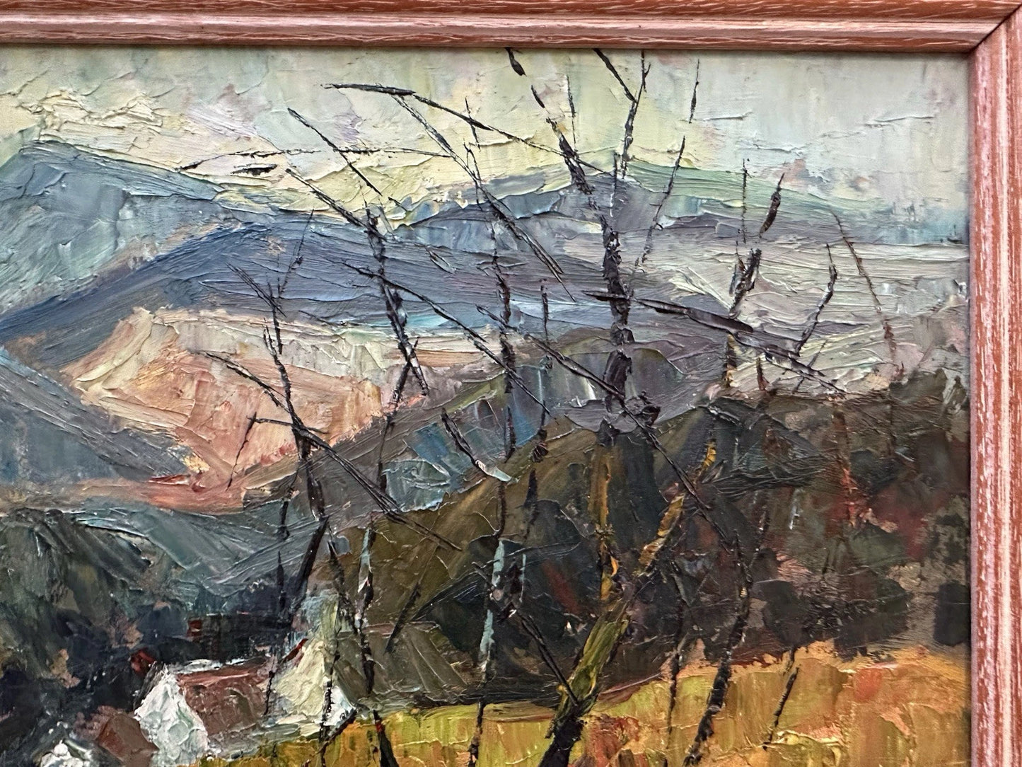 Peter Bevan (Scottish 1946-2018) - Original Oil on Board Mountain Road Landscape