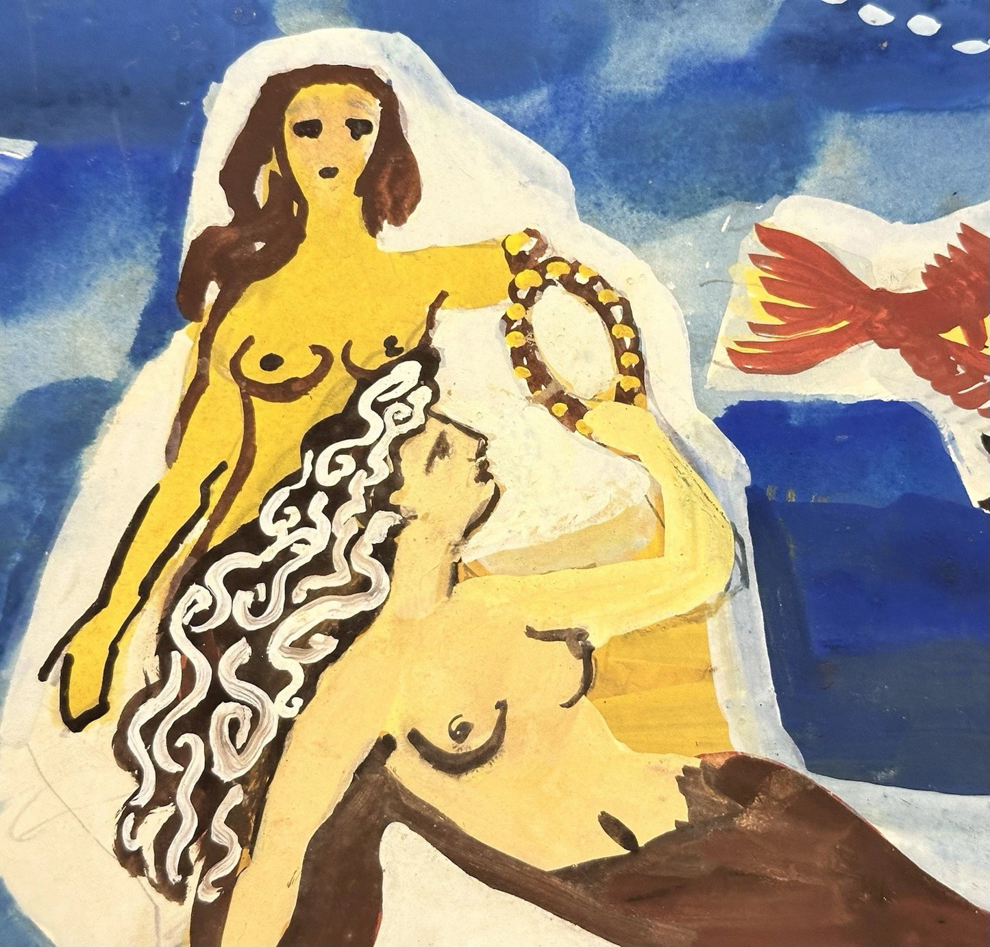 William Crosbie RSA ( Glasgow School ) Neptune & Mermaids - Mixed Media 50x31 cm
