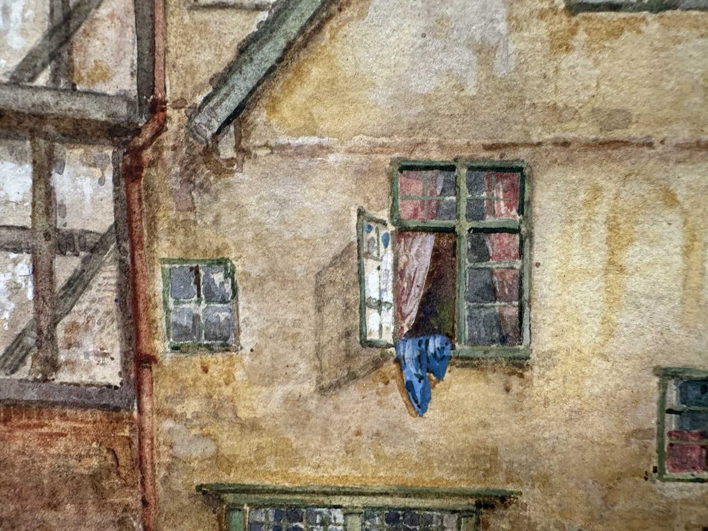 M. Crouse (H. M. Krause) 1924 Watercolour – New Ship Inn Yard, Shrewsbury, 52x34